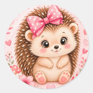 Süßer Igel mit Blumen für Tierliebhaber Runder Aufkleber
