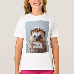 Süßer Igel mit "Hallo!"-Schild T-Shirt