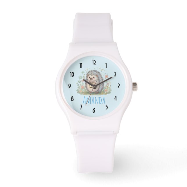 Süßer Igel mit Laterne Armbanduhr (Vorderseite)