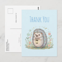 Süßer Igel mit Laterne Danke Postkarte
