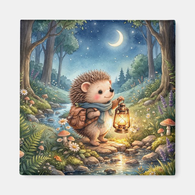 Süßer Igel mit Laterne Kühlschrank Magnet (Vorne)