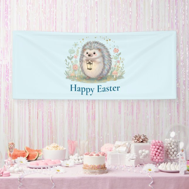 Süßer Igel mit Laterne Ostern Banner (Party)