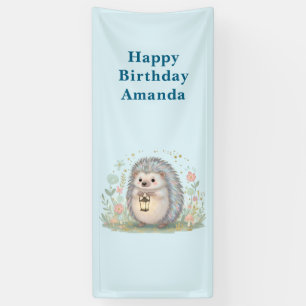 Süßer Igel mit Laterne zum Geburtstag Banner