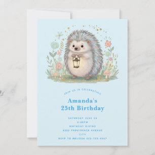 Süßer Igel mit Laterne zum Geburtstag Einladung