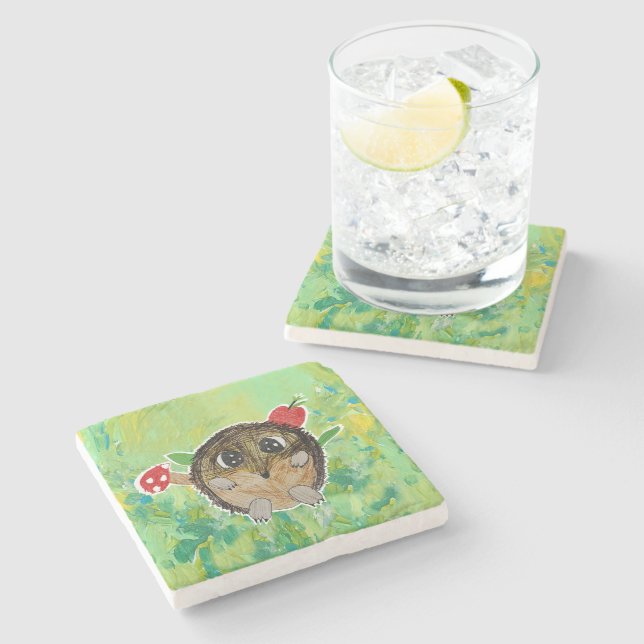 Süßer Igel Steinuntersetzer (Seitenansicht)