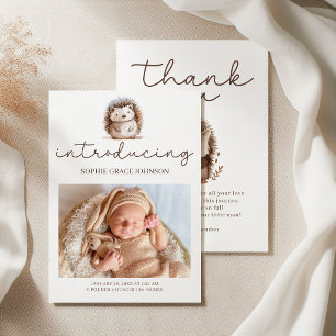 Süßer Igel stellt Baby-Foto-Ankündigung vor Einladung