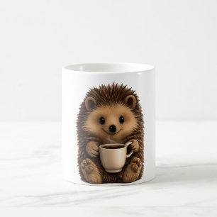 Süßer Igel trinkt Kaffeetasse - Lustiges Tier