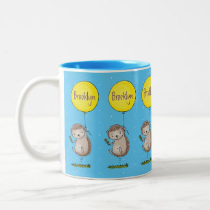 Süßer Igel und Ballon-Cartoon-Muster Zweifarbige Tasse