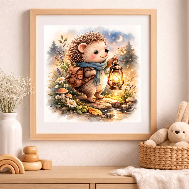 Süßer Igel und Laterne Kinder  Poster (Von Creator hochgeladen)