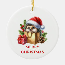 Süßer Igel Weihnachten Keramik Ornament