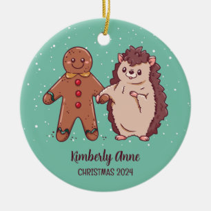 Süßer Igel Weihnachten Tier Schnee Winter Feiertag Keramik Ornament