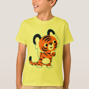 Süßer interessierter Cartoon-Tiger-Kinder-T-Shirt T-Shirt