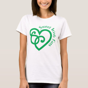 Süßer irischer Lass-keltischer Herz-Knoten-Entwu T-Shirt
