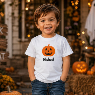 Süßer Jack O Lantern Kürbis Orange Halloween Name Kleinkind T-shirt