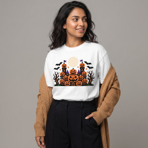 Süßer Jack O'Lantern-Geister-Schloss-Halloween T-Shirt