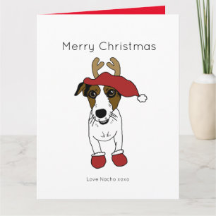 Süßer Jack Russell Terrier Hund Weihnachten Santa Karte