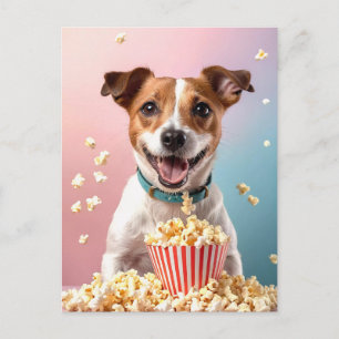Süßer Jack Russell Terrier mit Popcorn Postkarte