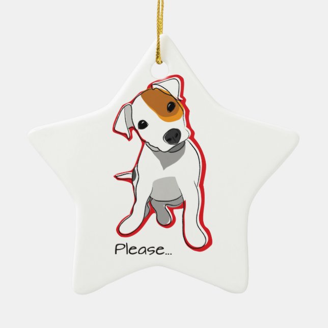 Süßer Jack-Russell-Welpe "bitte" verzieren Keramik Ornament (Vorne)