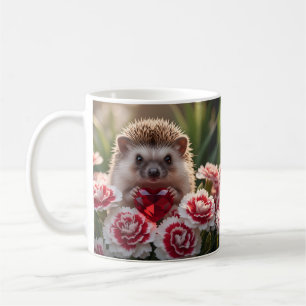 Süßer Januar-Igel mit Granatherz Kaffeetasse