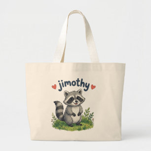 Süßer Jimothy Waschbär im Garten mit Herzen Jumbo Stoffbeutel