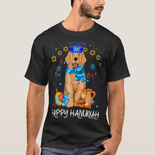 Süßer jüdischer Golden Retriever Hund Menorah Hut T-Shirt