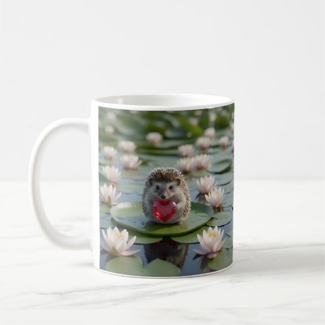 Süßer Juli-Igel mit Rubin-Herz Kaffeetasse (Links)