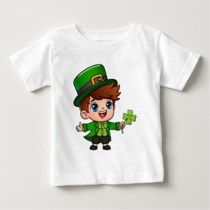 Süßer Junge im Saint Patrick Kostüm hält Glücksbri Baby T-shirt
