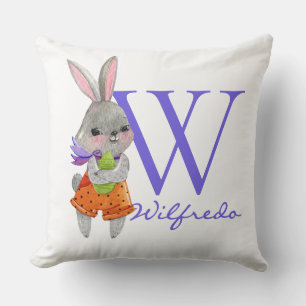 Süßer Junge Osterhase Anfangsbuchstabe & Name Wurf Kissen