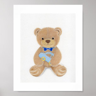 Süßer Junge Teddybär Kinderzimmer Kunst Druck Poster