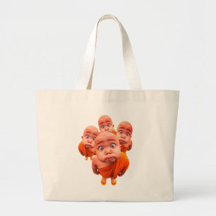Süßer junger Mönch Minimalistische Orange Robe  Jumbo Stoffbeutel