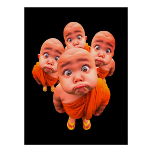 Süßer junger Mönch Minimalistische Orange Robe Poster