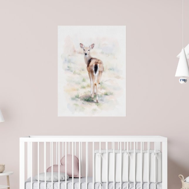 Süßer Junghirsch-Wasserfarben-Kunstdruck Poster (Kinderzimmer 2)