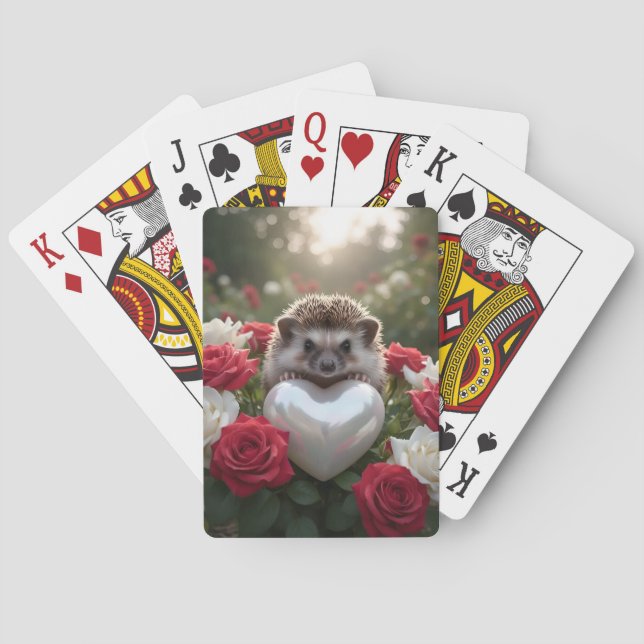 Süßer Juni-Igel mit Perlenherz Spielkarten (Rückseite)