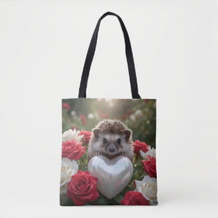 Süßer Juni-Igel mit Perlenherz Tasche