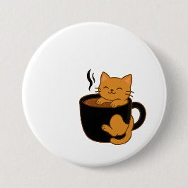 Süßer Kaffee-Katzen-Button – Rote Katze in einer T Button