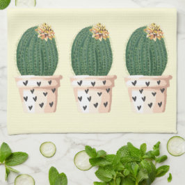Süßer Kaktus-Herz-Topf Whimsical Sukkulenten-Blume Geschirrtuch