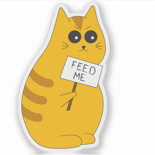 Süßer Kätzchen-Aufkleber; Hungrige Katze Aufkleber (Vorderseite)