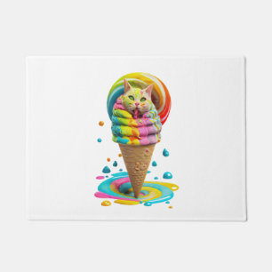 Süßer Katzen-Eiscreme-Waffel-Kegel bunt Fußmatte