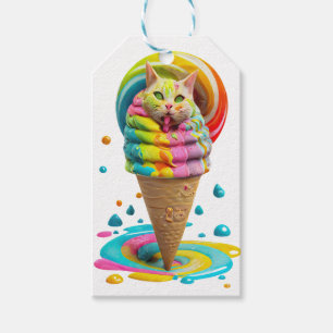 Süßer Katzen-Eiscreme-Waffel-Kegel bunt Geschenkanhänger