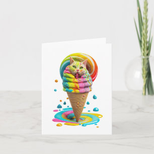 Süßer Katzen-Eiscreme-Waffel-Kegel bunt Karte