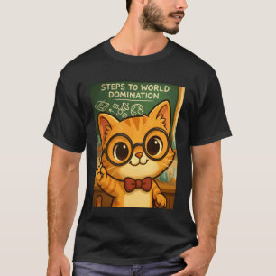 Süßer Katzen-Stratege Klassenzimmer Tafel Plan T-Shirt