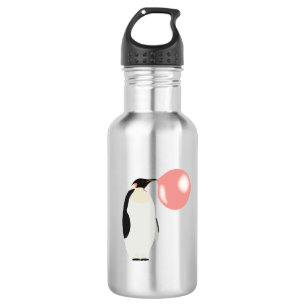 Süßer Kaugummi-Pinguin bläst Blase Edelstahlflasche