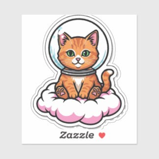 Süßer Kawaii-Astronaut Katzenaufkleber - Weltrauml Aufkleber