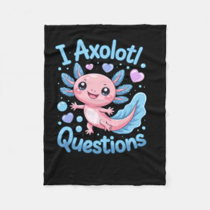 Süßer Kawaii Axolotl Fragen Blau Und Rosa Fleecedecke