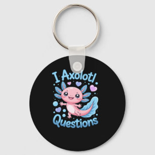 Süßer Kawaii Axolotl Fragen Blau Und Rosa Schlüsselanhänger