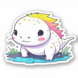 Süßer Kawaii Axolotl im Wasser Aufkleber