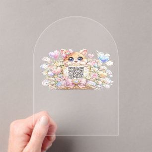 Süßer Kawaii benutzerdefinierter QR-Code Katze Pas Acryleinladungen