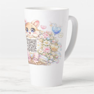 Süßer Kawaii benutzerdefinierter QR-Code Katze Pas Milchtasse