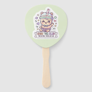 Süßer Kawaii Chibi Tea Club Boba Milchtee Handfäch Fächer