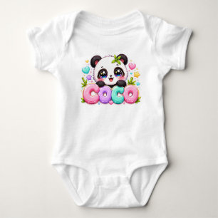 Süßer Kawaii Coco Panda Name Pastellrosa Funkelnd Baby Strampler